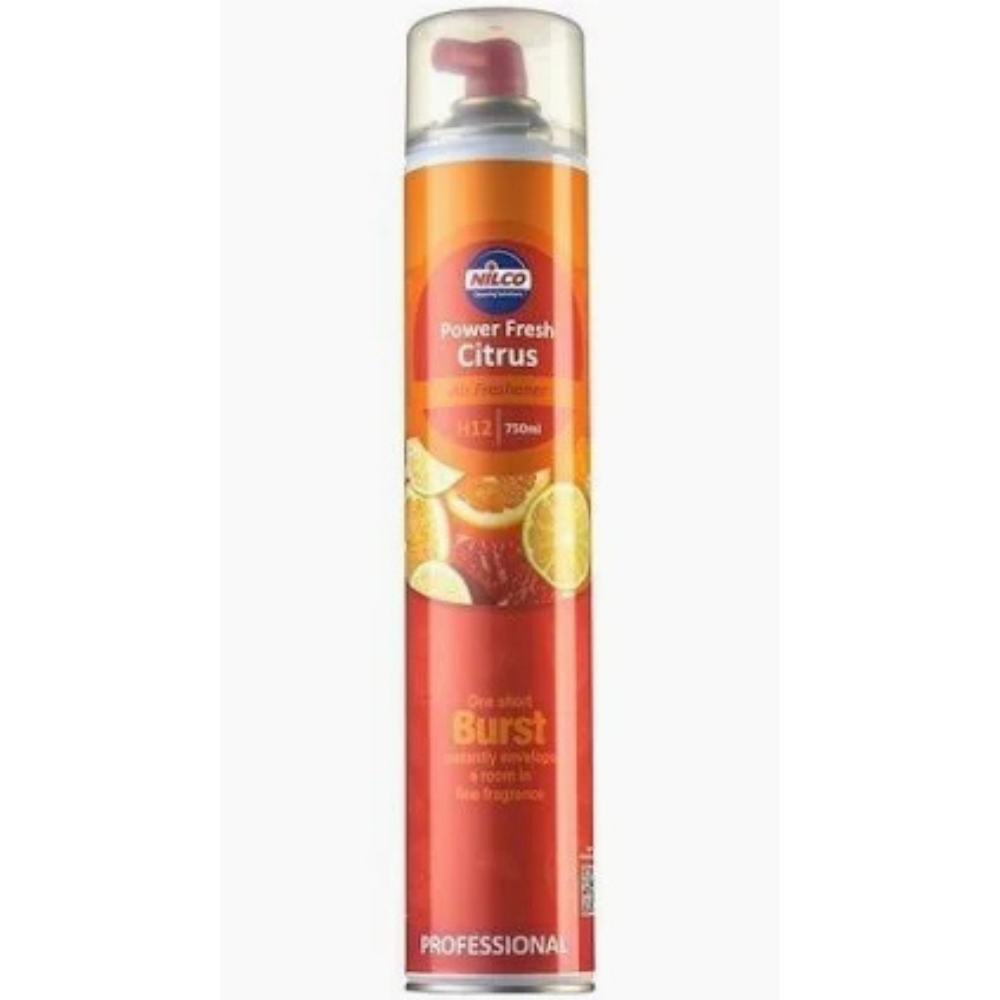 NILCO Power Fresh Citrus air freshener can on a white background