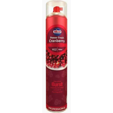 Red spray bottle labeled 'Power Fresh Cranberry' on a white background