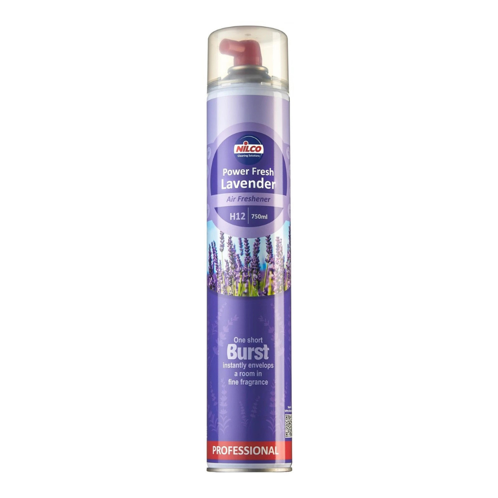 Nilco Power Fresh Lavender air freshener can on a white background