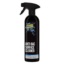 Black spray bottle of Power Maxed Anti-Bac Surface Cleaner on a white background