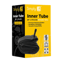 Bicycle inner tube packaging with 'Simply' branding on a white background