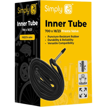 Box of Simply Inner Tube with bicycle graphics on a white background