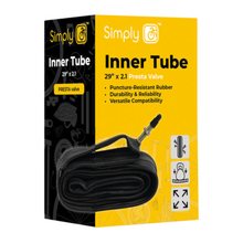 Box of a bicycle inner tube with yellow and black design