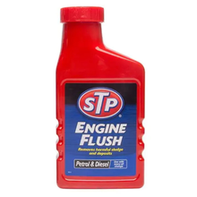 STP Engine Flush 450ml bottle with yellow and red label.
