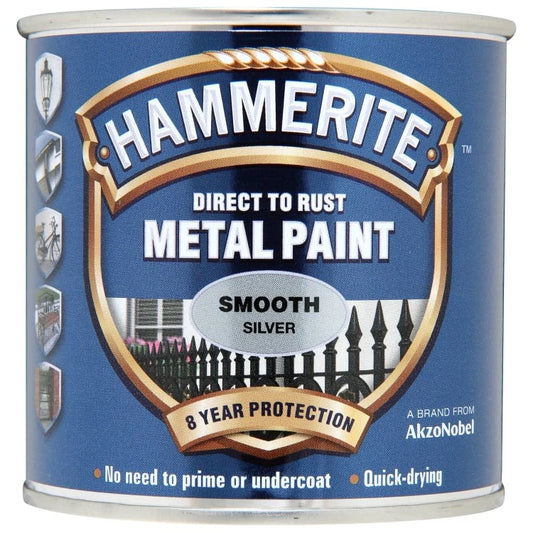 Hammerite Smooth Silver Metal Paint 250ml Case of 4