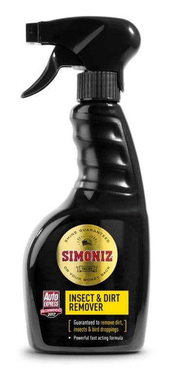 Simoniz insect and dirt remover spray bottle on a white background