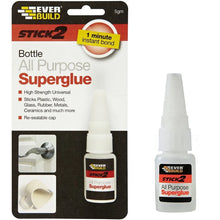 Stick 2 All Purpose Superglue Bottle 5g with precision tip and red and white branding.