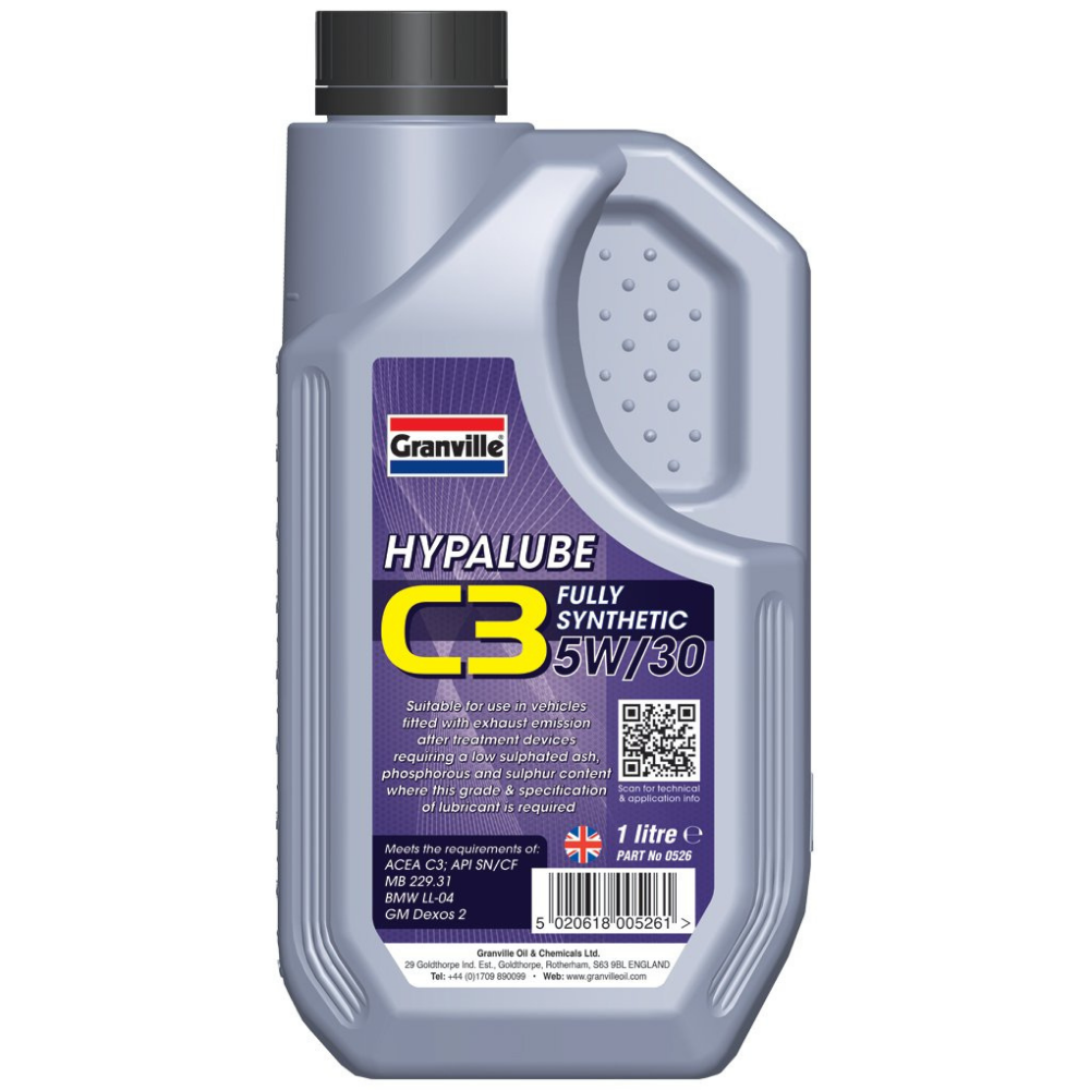 Granville Hypalube C3 fully synthetic engine oil bottle on a white background