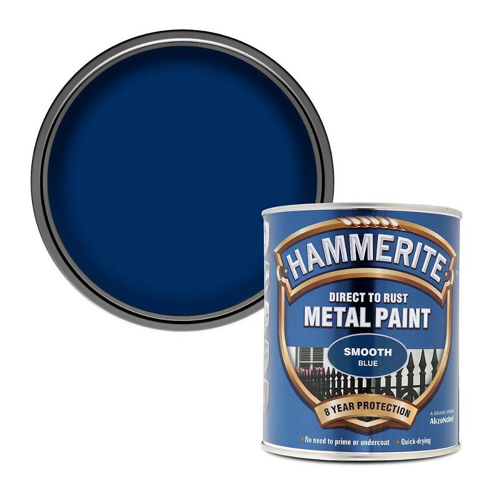 Hammerite Smooth Direct to Rust Quick Drying Metal Paint – Smooth Blue 250ml