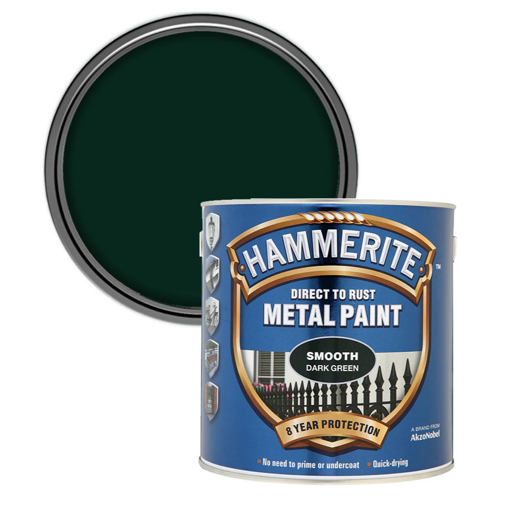 Hammerite Smooth Direct to Rust Quick Drying Metal Paint – Smooth Dark Green 250ml