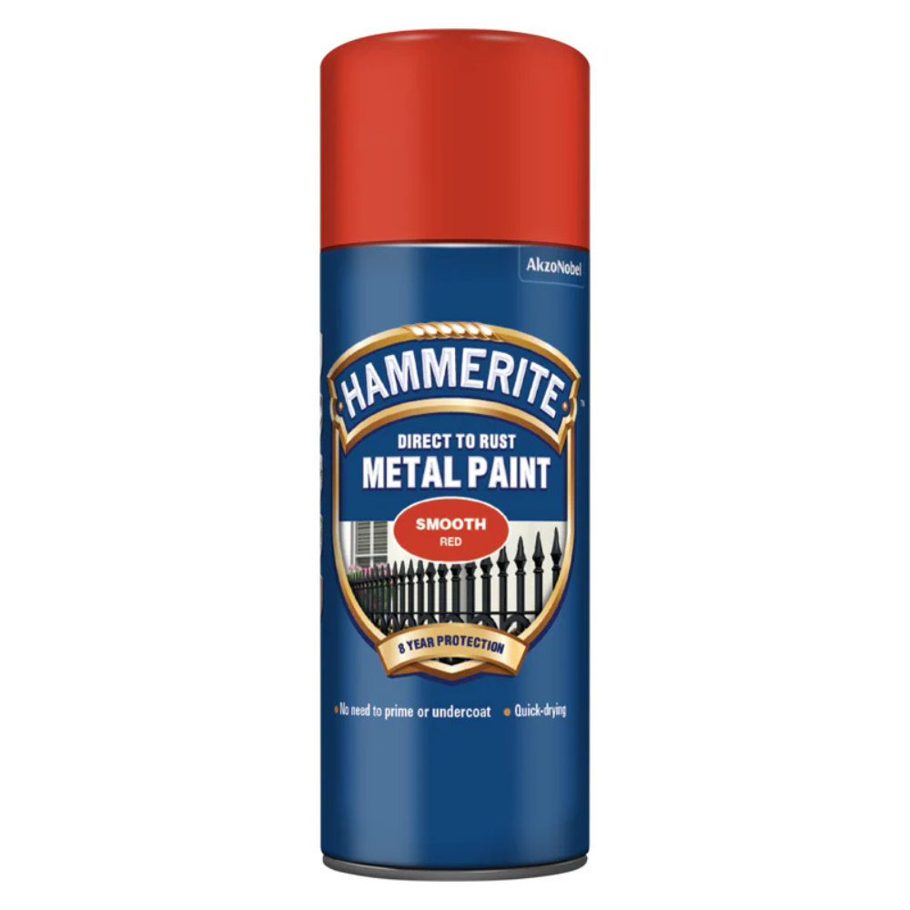 Hammerite Smooth Direct to Rust Aerosol Metal Paint – Smooth Red 400ml