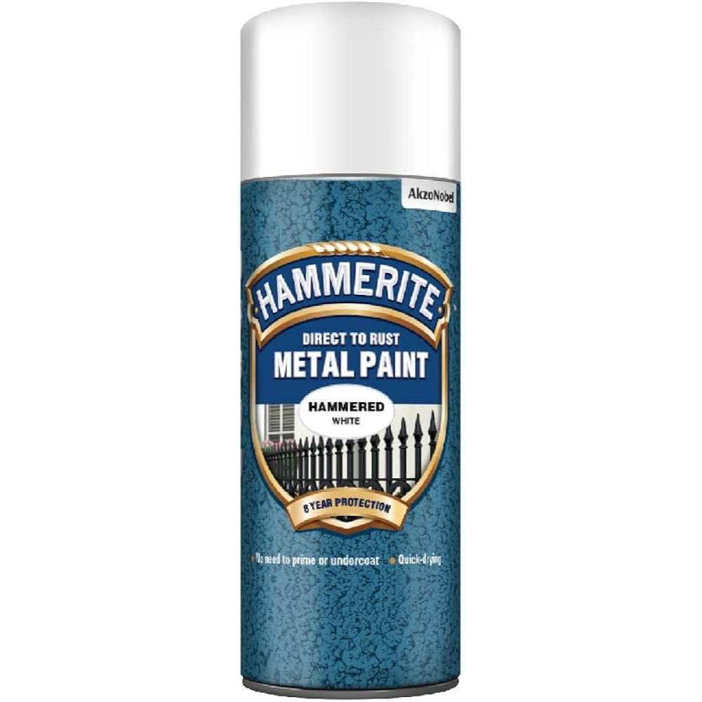 Hammerite Direct to Rust Aerosol Metal Paint – Hammered White 400ml