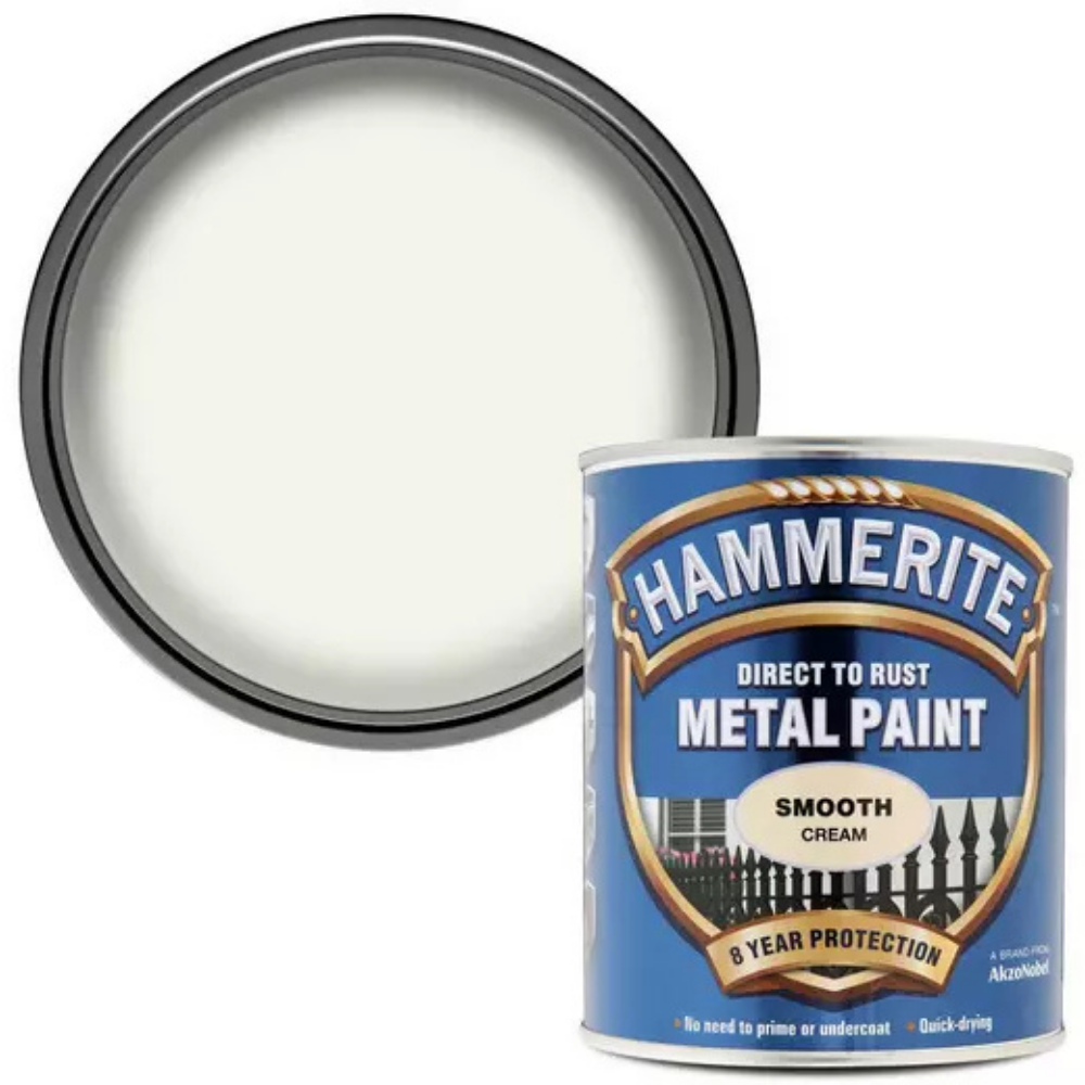 Hammerite Smooth Direct to Rust Quick Drying Metal Paint – Smooth Cream 250ml
