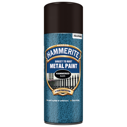 Hammerite Direct to Rust Aerosol Metal Paint – Hammered Black 400ml