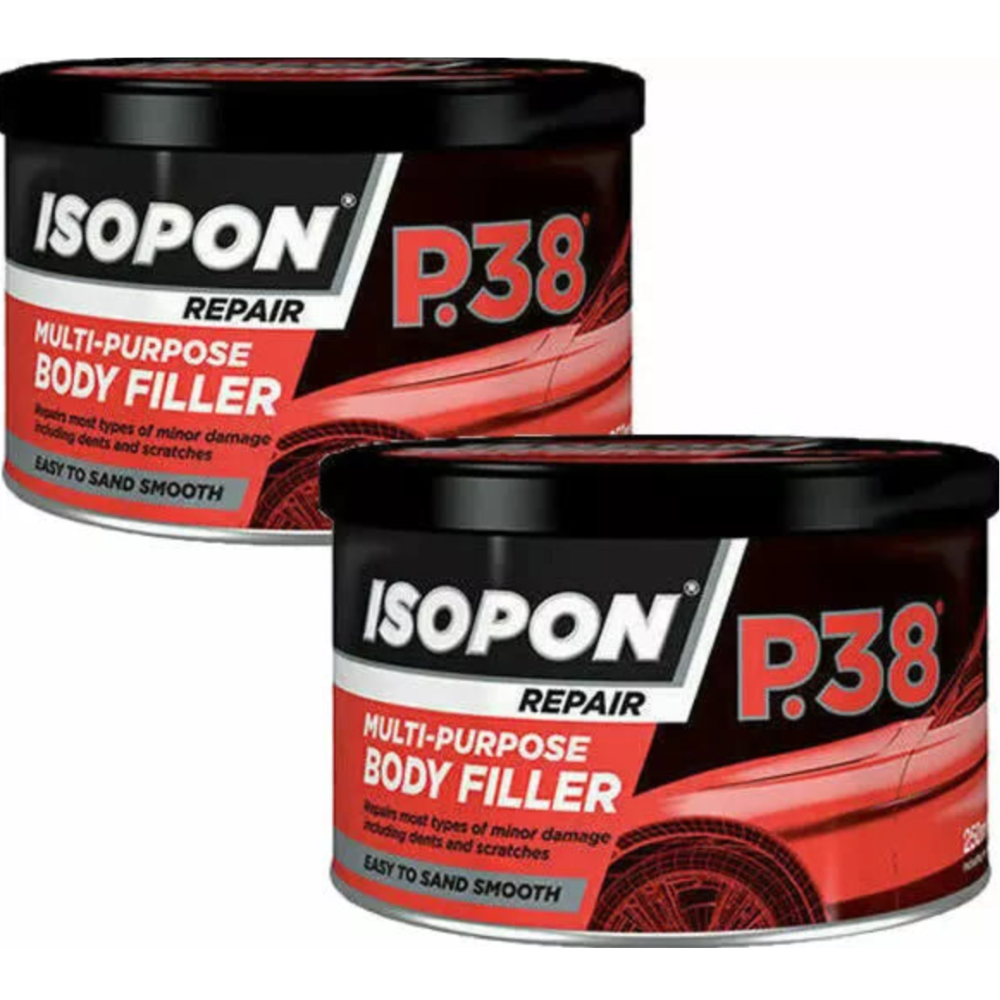 2 x U‑Pol Davids Isopon P38 Easy Sand Car Body Filler – Repairs Dents & Scratches