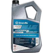 Granville Rapid Cool Blue antifreeze & coolant container on a white background