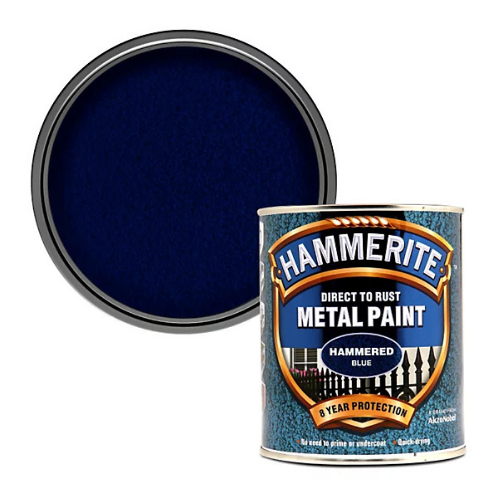 Hammerite Direct to Rust Quick Drying Metal Paint – Hammered Blue 250ml