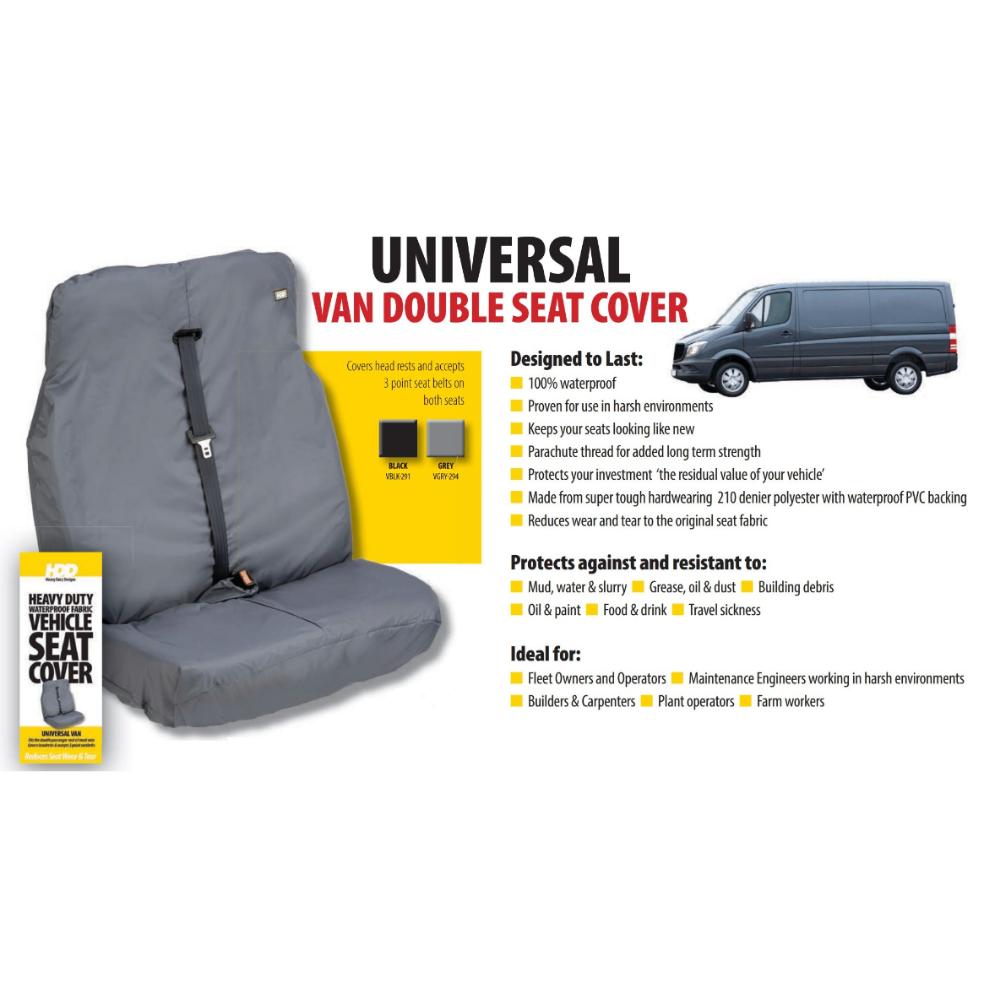 Heavy Duty Design HDD-291 Seat Cover Van Double - Black