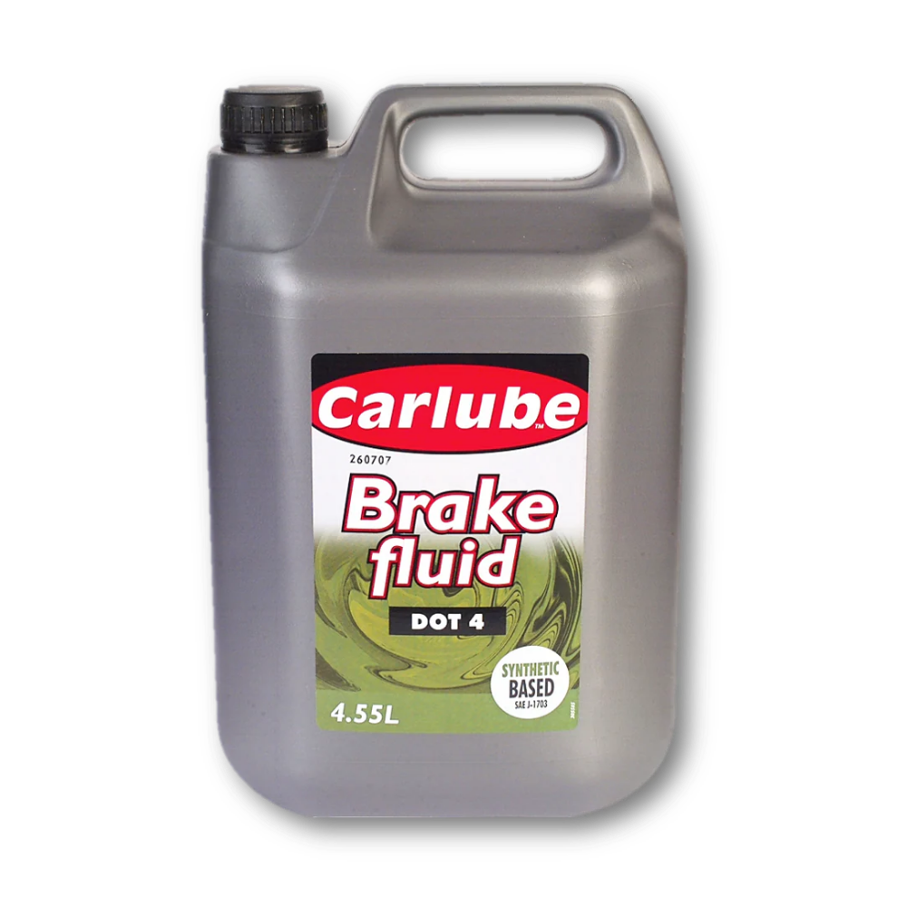 Carlube brake fluid container on a white background