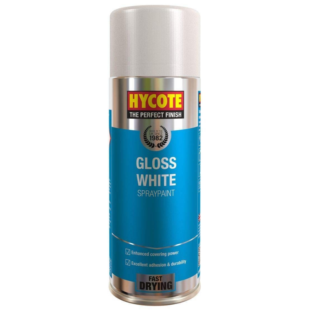 Hycote XUK032 Gloss White Spray Paint 400 ml