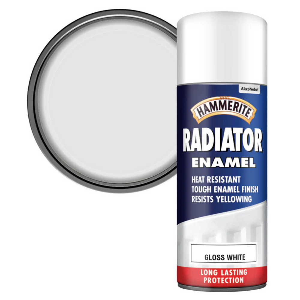 Hammerite Radiator Enamel Aerosol Gloss White 400ml