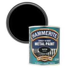 Hammerite Satin Direct to Rust Metal Paint – Satin Black 750ml