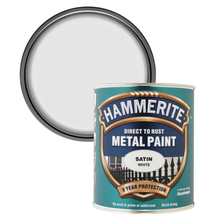 Hammerite Satin Direct to Rust Metal Paint – Satin White 750ml
