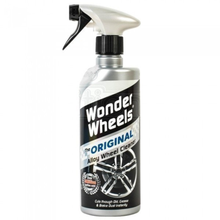 Spray bottle labeled 'Wonder Wheels' on a white background