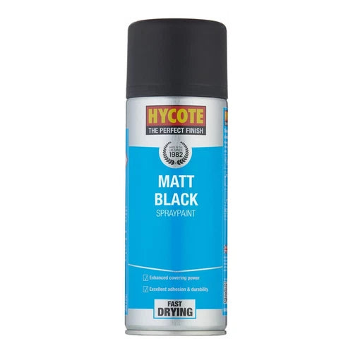 “Hycote XUK027 Matt Black 400ml aerosol spray paint can”