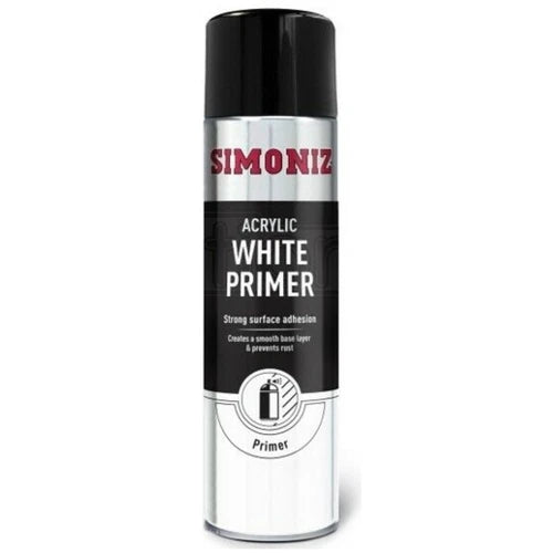 “Simoniz White Primer Acrylic 500ml spray paint can”