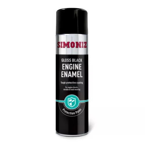 “Simoniz Gloss Black Engine Enamel 500ml spray paint can”