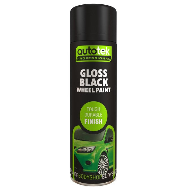 “Autotek Professional Gloss Black High Cover Spray Paint 500ml can”
