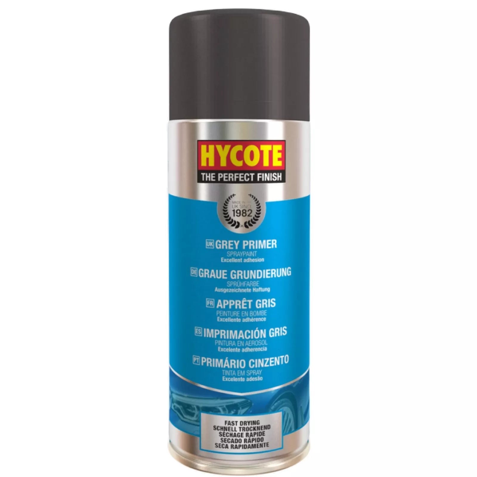 “Hycote Grey Primer Multi‑Purpose 400ml aerosol spray paint can”