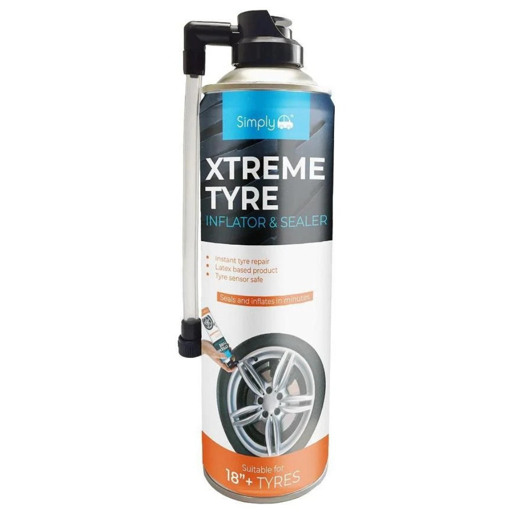 Xtreme Tyre Inflator and Sealer 600ml aerosol can with bold branding and tyre repair graphics.