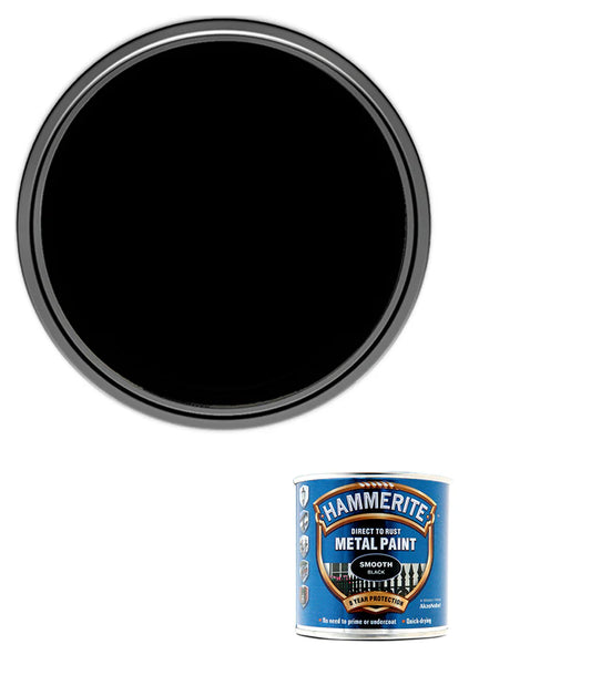 Hammerite Smooth Direct to Rust Quick Drying Metal Paint – Smooth Black 250ml
