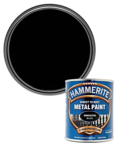 Hammerite Smooth Direct to Rust Quick Drying Metal Paint – Smooth Black 750ml