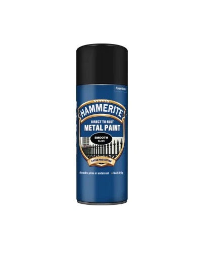 Hammerite Direct To Rust Smooth Black Aerosol Quick Drying Spray Paint 400ml x 5