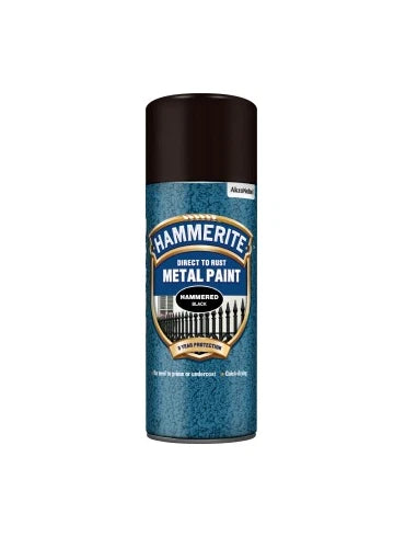 Hammerite Direct To Rust Hammered Black Aerosol Quick Drying Spray Paint 400ml x 5