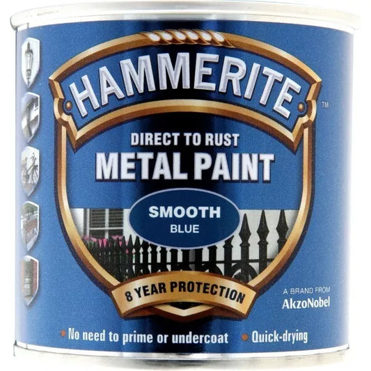 Hammerite Direct to Rust Metal Paint - Smooth Blue Finish 250ml