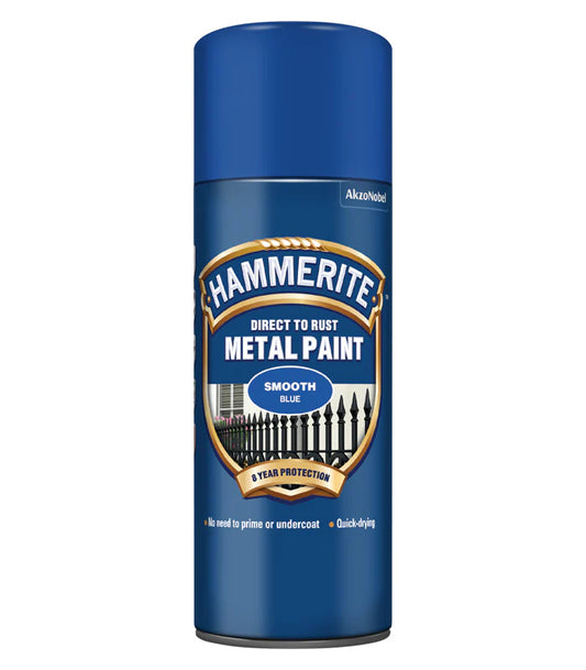 Hammerite Smooth Direct to Rust Aerosol Metal Paint – Smooth Blue 400ml