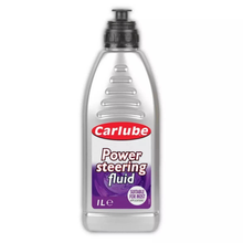 Carlube Power Steering Fluid Universal 1L bottle with red cap and steering system graphic on the label.