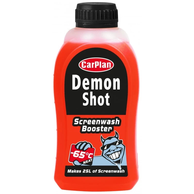 CarPlan Demon Shot screenwash booster bottle on a white background