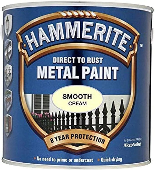 Hammerite Direct to Rust Metal Paint - Smooth Cream Finish 250ml