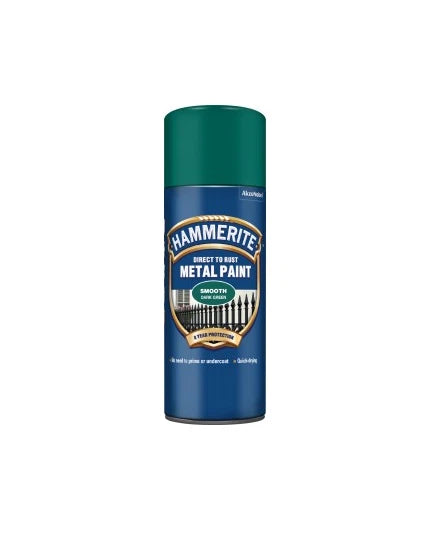 Hammerite Direct To Rust Dark Green Aerosol Quick Drying Spray Paint 400ml x 5