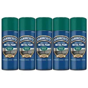 5 x Hammerite Smooth Direct to Rust Aerosol Metal Paint – Smooth Dark Green 400ml