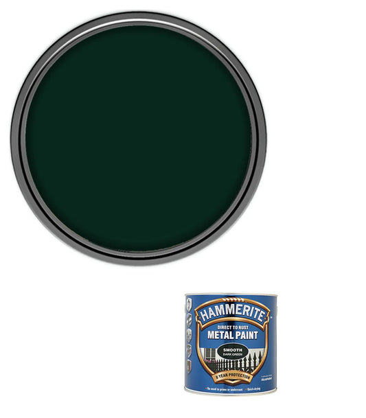 Hammerite Smooth Direct to Rust Quick Drying Metal Paint – Smooth Green 750ml
