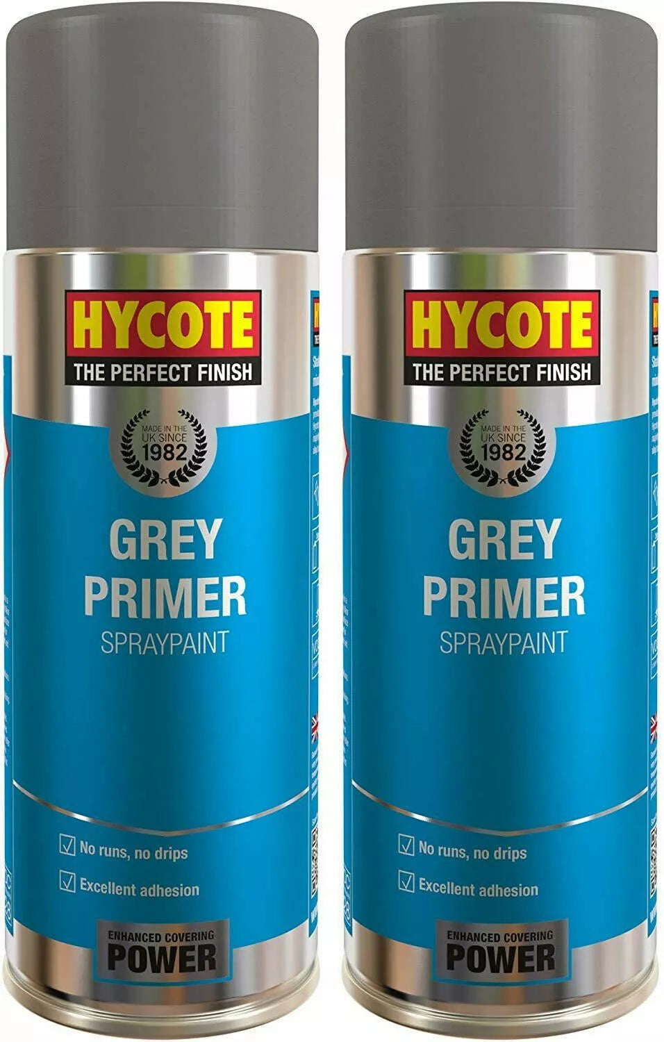 Hycote Set of 2 Grey Primer Car Van Bike Spray Paint Aerosol XUK03015 400ml -