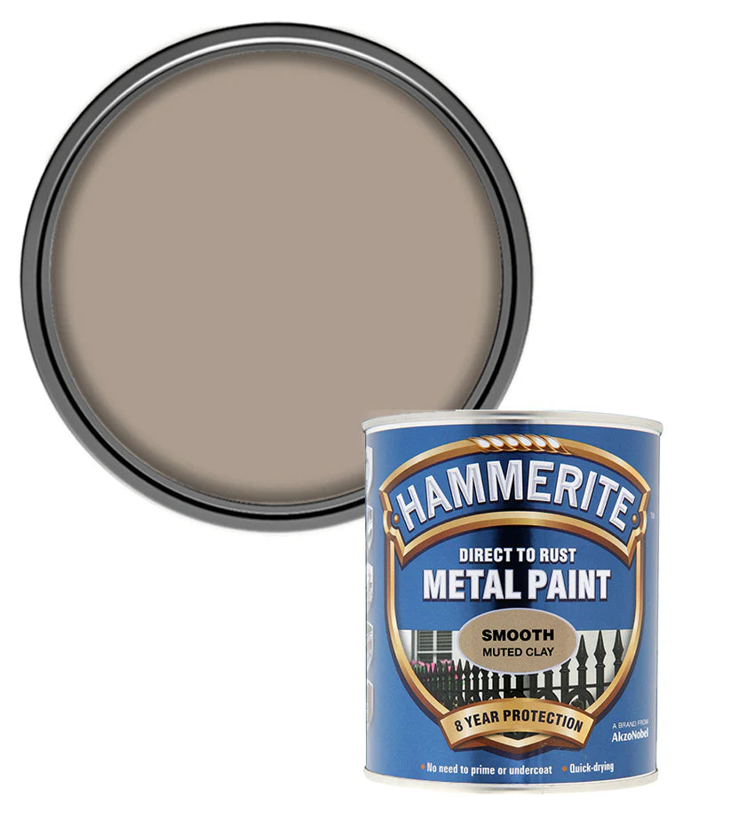 Hammerite Smooth Direct to Rust Quick Drying Metal Paint – Smooth Muted Clay 750ml