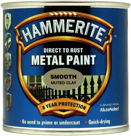 Hammerite Direct to Rust Metal Paint - Smooth Muted Clay Finish 250ml