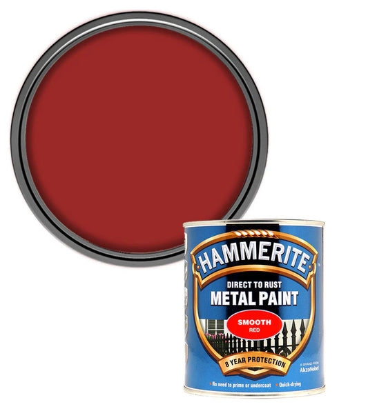 Hammerite Smooth Direct to Rust Quick Drying Metal Paint – Smooth Red 750ml
